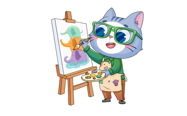 illustration chat peintre micro crèche Montessori charleville